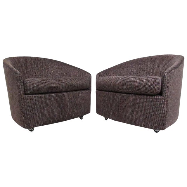Mid-Century Modern Barrel Back Lounge Chairs After Milo Baughman - a Pair For Sale