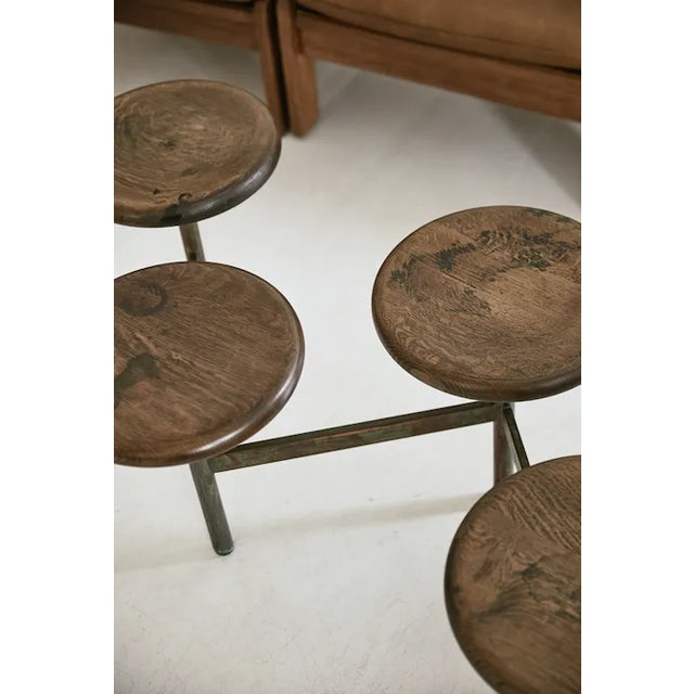 Distressed Oak Coffee Table on Metal Base For Sale In New York - Image 6 of 12