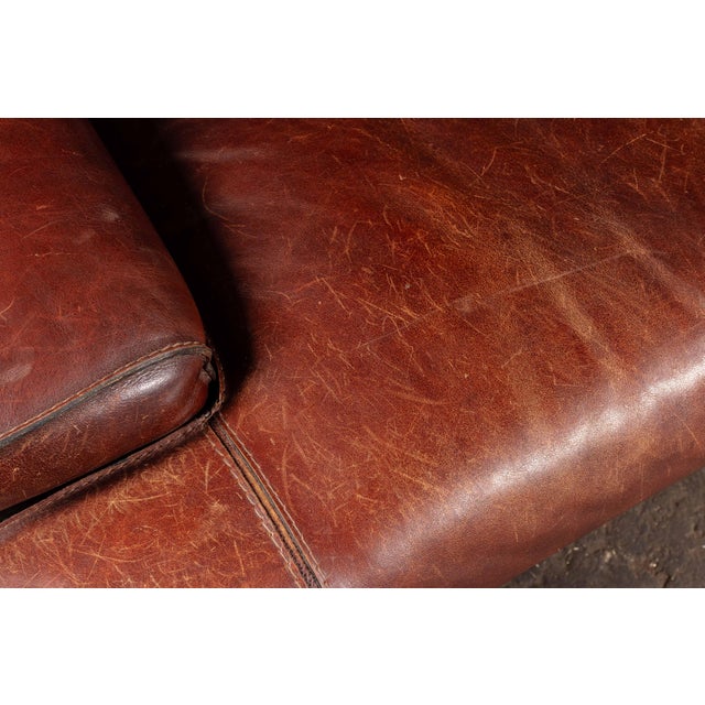 Pair of Mid 20th Century Italian-Inspired Leather Lounge Chairs in Red For Sale - Image 14 of 16