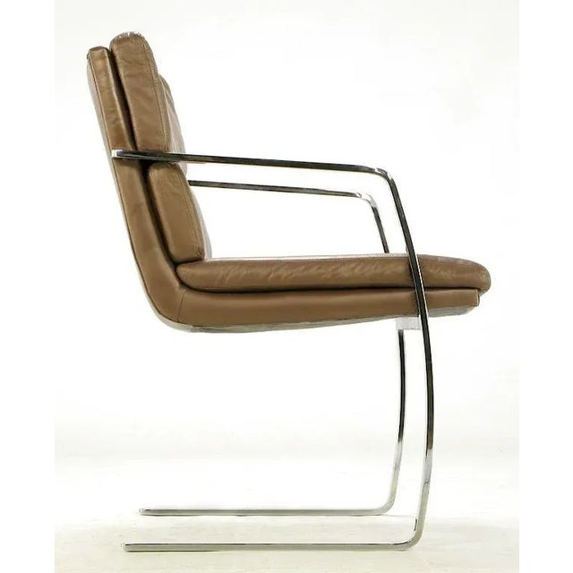 Pace Chrome and Mocha Leather Cantilevered Armchairs - a Pair For Sale In Chicago - Image 6 of 8
