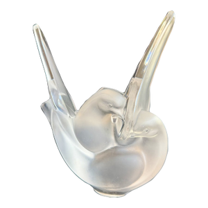 Lalique Frosted Dove Crystal Sculptural Vase