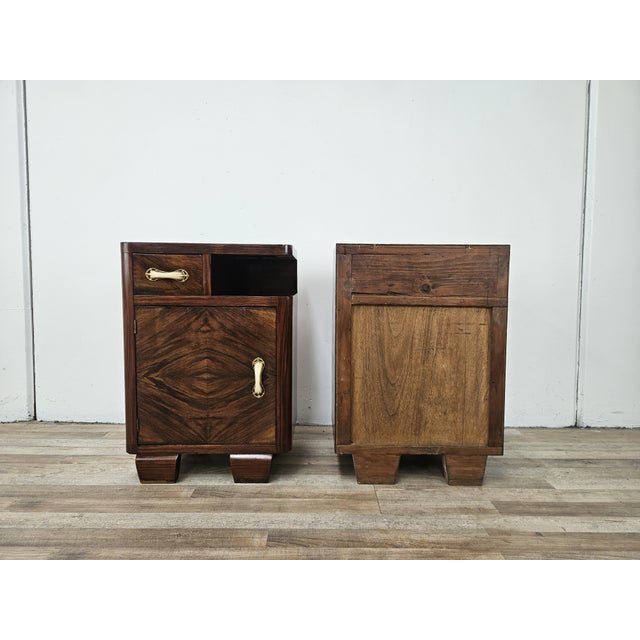 Art Deco Bedside Tables in Briar Root and Bakelite, 1940, Set of 2 For Sale - Image 4 of 18