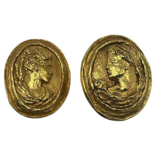 Christian Lacroix Greek Roman Cameo Clip-on Earrings For Sale In New York - Image 6 of 8