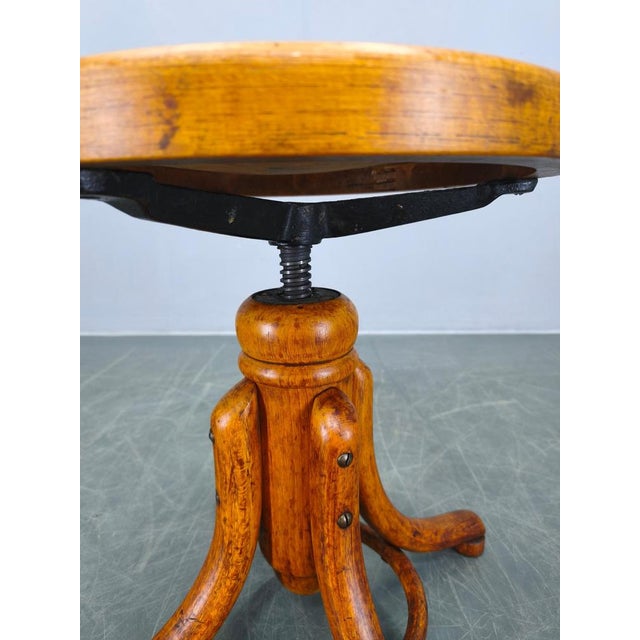 Brown Bentwood Swivel Piano Stool from Thonet, Former Czechoslovakia, 1930s For Sale - Image 8 of 12