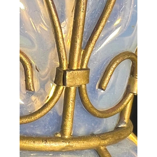 CVenetian Opal Glass Lanterns and Sconce, Murano, 1950s, Set of 2 For Sale - Image 13 of 18