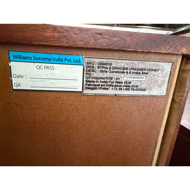 Customized West Elm Stria 6-Drawer Dresser With Integrated Organizers & Locks For Sale - Image 6 of 9