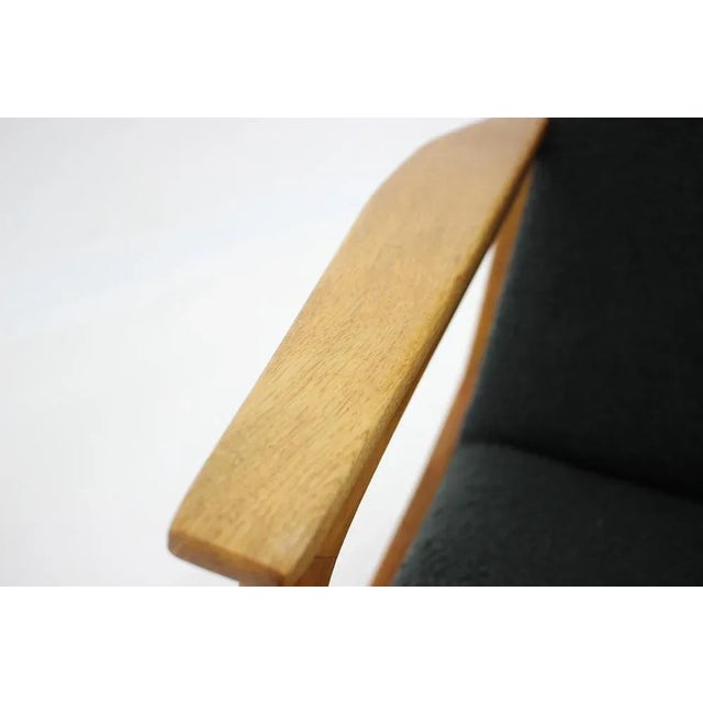 Oak & Bouclé Upholstery Wing Chair, Czechoslovakia, 1960s For Sale - Image 10 of 11