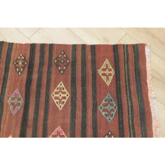 Red 1950s Turkish Red Striped Kilim Rug For Sale - Image 8 of 13