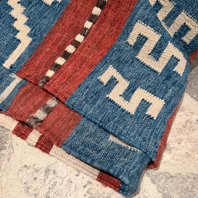 Vintage Turkish Kilim Rug Flat-Weave Wool Carpet Geometric Motif 13 X 10 For Sale - Image 4 of 8