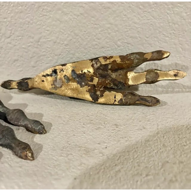 Shabby Chic Unique Pair of Bronze Chicken Feet, Convert Into Candle Sticks For Sale - Image 3 of 6