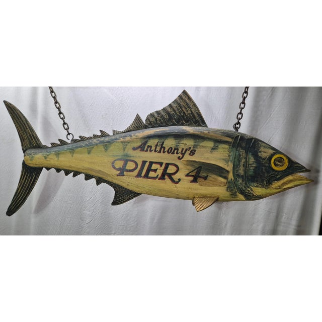 Early 21st Century Anthony's Pier 4 Carved Trade Sign For Sale - Image 5 of 12