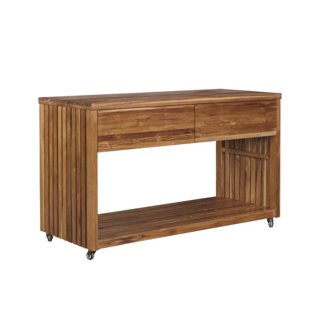 Imperial Grove Outdoor Solid Teak Wood Kitchen Island For Sale - Image 12 of 12