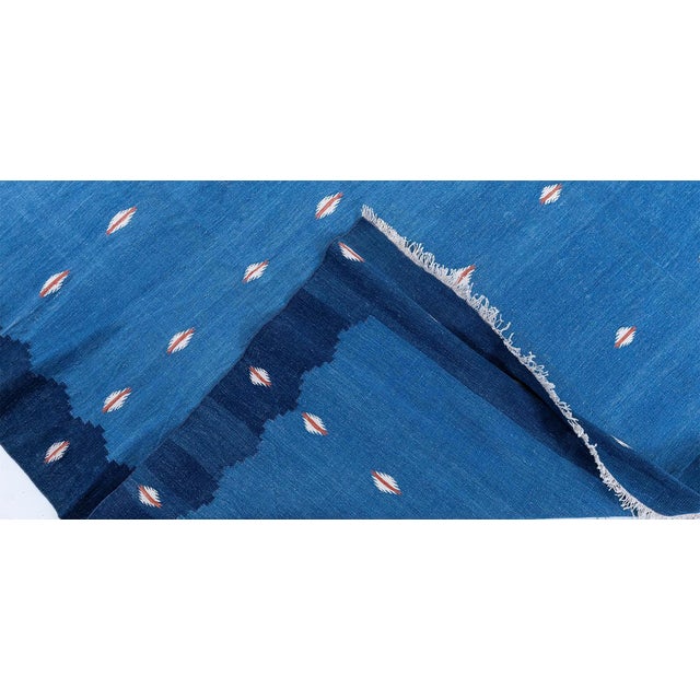 Blue Doris Leslie Blau Mid-Century Indian Dhurrie Light Blue Flatweave Cotton Rug For Sale - Image 8 of 8