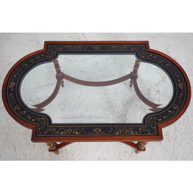 Neoclassical John Widdicomb Neoclassical Glass Top Coffee Table For Sale - Image 3 of 14