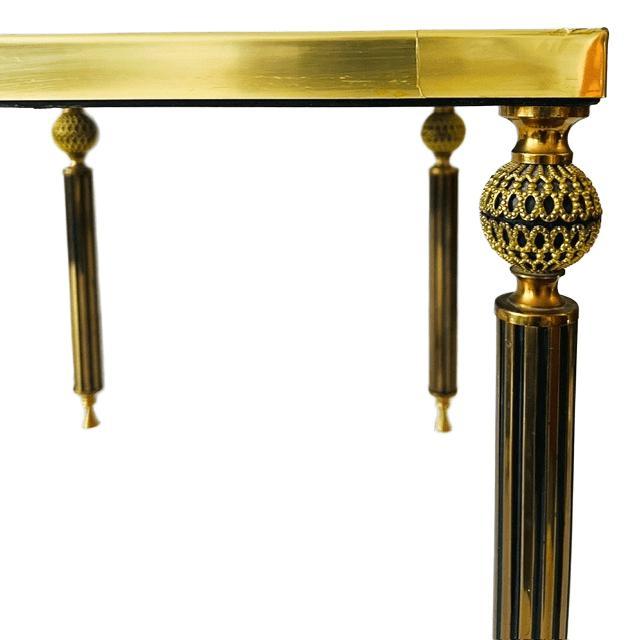Black Vintage Brass Side Table in Black Smoked Glass, 1960s For Sale - Image 8 of 9