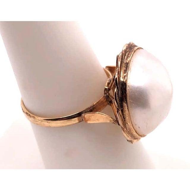 Gold 14 Karat Yellow Gold Dome Pearl Ring For Sale - Image 8 of 9