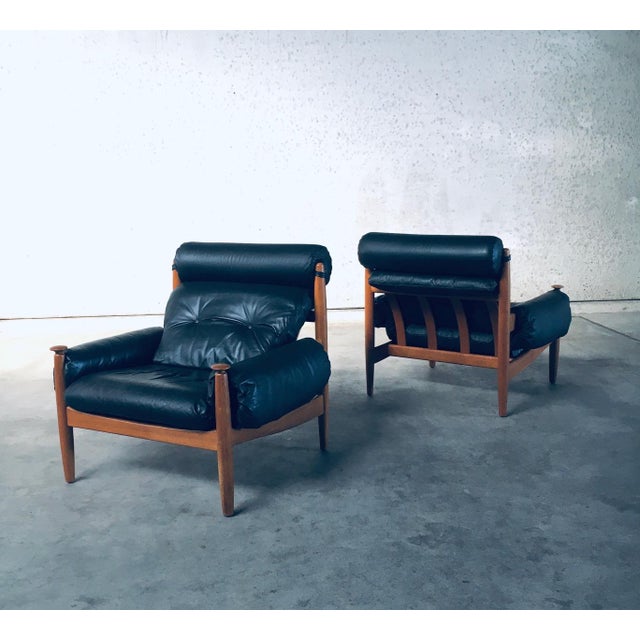 Black Scandinavian Lounge Chairs attributed to Eric Merthen for Ire Möbler, Sweden 1960s, Set of 2 For Sale - Image 8 of 18