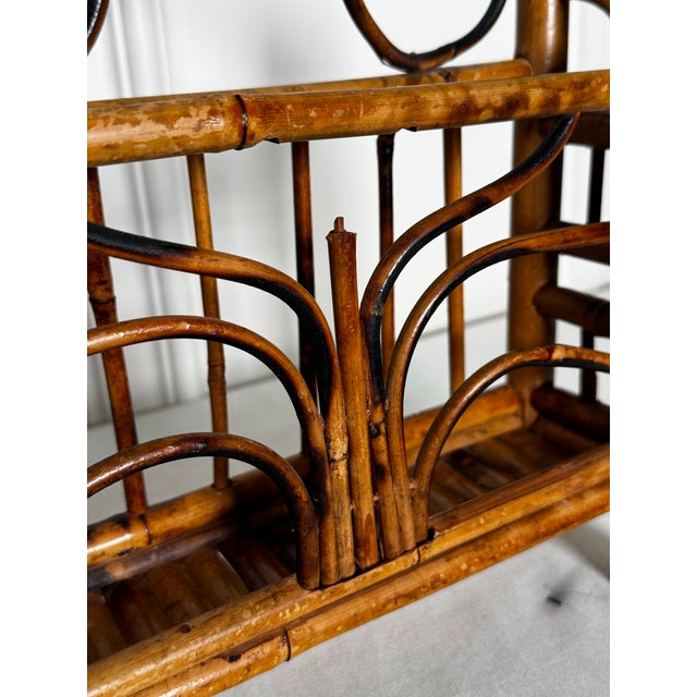 Wood Vintage Coastal Burnt Bamboo Letter Holder Desk Accessory For Sale - Image 7 of 12