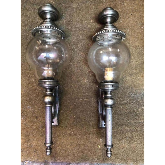 French Nickel-Plated Lanterns, 20th Century, Set of 2 For Sale - Image 12 of 13