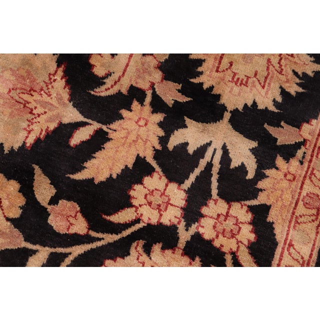 1990s Oriental Ziegler Black Red Hand-Knotted Wool Rug - 6'4'' X 9'1'' For Sale - Image 5 of 8