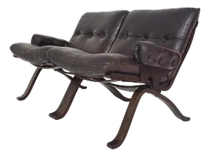Brown Leather 2-Seater Sofa, Norway, 1970s