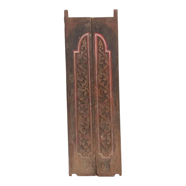 Pair of Antique Heavily Carved Doors From Thailand For Sale