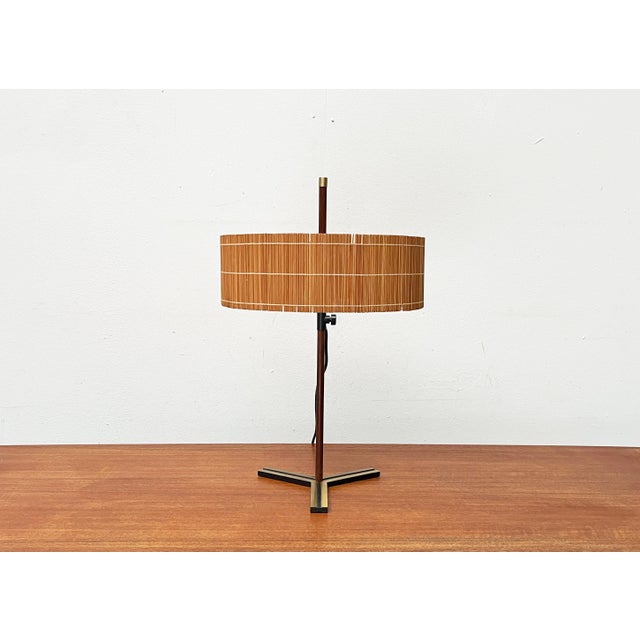 Black Mid-Century German Minimalist Tripod Teak Table Lamp from Kaiser Leuchten, 1960s For Sale - Image 8 of 18