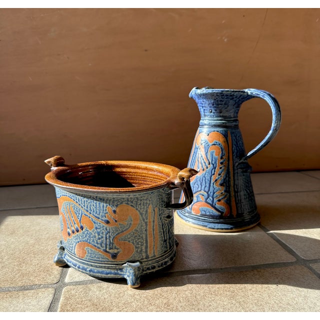 This set of high-quality studio ceramic art vessels was hand-crafted by Friedemann Henschel at his Töpferhof Panschenhagen...