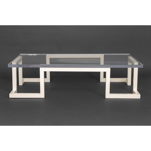 Modern Custom-Made White Lacquered Wood Coffee Table, custom-designed by House of Alfino / Fine Arts Furniture, New York,...