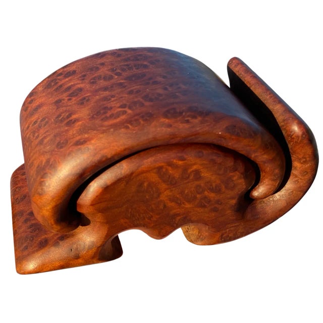 Mid-Century Modern Mid 20th Century Fred & Marilyn Buss Redwood Burl Rabbit Shaped Jewelry Box For Sale - Image 3 of 7