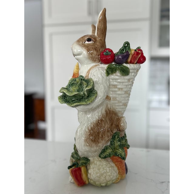Late 20th Century Vintage Majolica Style Ceramic Spring Bunny Table Decor and Vase by Kaldun & Bogle For Sale - Image 5 of 11