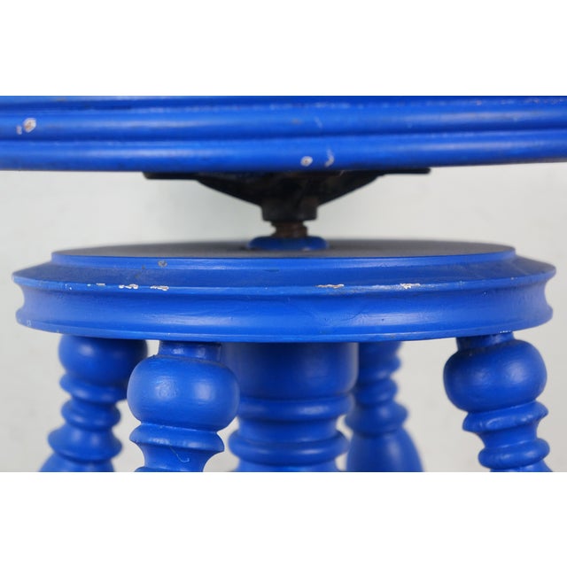 Blue Antique Victorian H Holtzman & Sons Blue Piano Stool Glass Ball & Claw 19" For Sale - Image 8 of 18