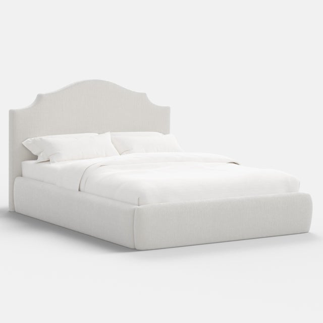 Tori Platform Bed in Snow Slub Velvet, Full/Double For Sale