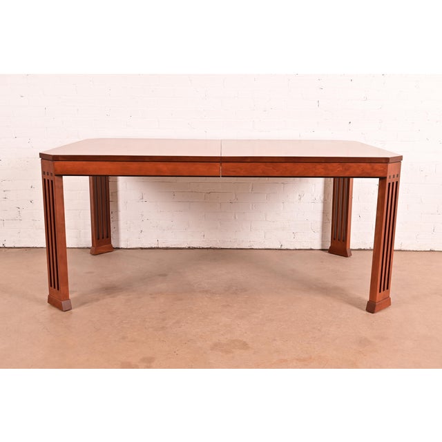 Brown Stickley Mission Arts & Crafts Cherry Wood Extension Dining Table, Newly Refinished For Sale - Image 8 of 14