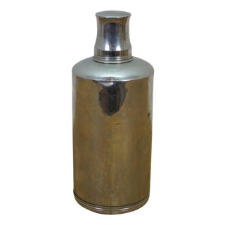 Vintage Art Deco Silverplate Whisky Cocktail Flask Bottle Glass Stopper 8" For Sale