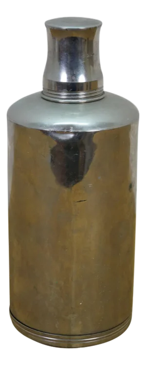 Vintage Art Deco Silverplate Whisky Cocktail Flask Bottle Glass Stopper 8"