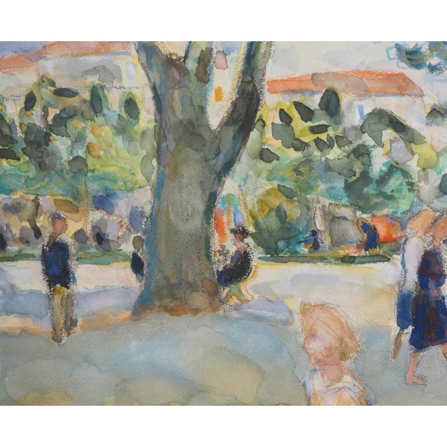 Kurt Groeger, Marseille, Afternoon in the Park, Original Watercolor For Sale - Image 4 of 12