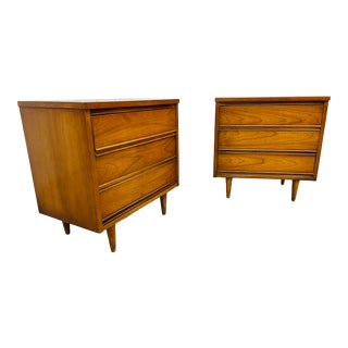 Mid-Century Walnut Bachelorette Style Nightstands For Sale