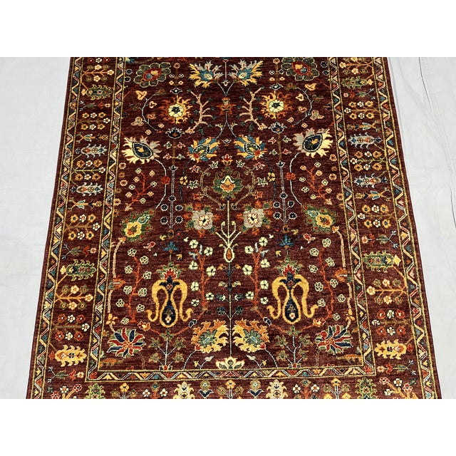 2000 - 2009 Burgundy Persian-Style Floral Wool Rug, Natural Dyes, 5'9" X 7'9" For Sale - Image 5 of 16