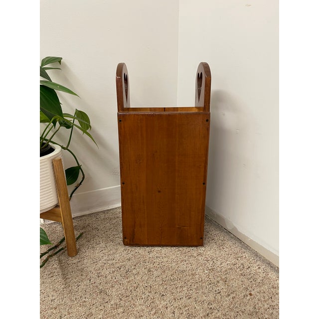 Wood Vintage Handcrafted Wooden Umbrella Stand With Heart Cutout Handles For Sale - Image 7 of 10