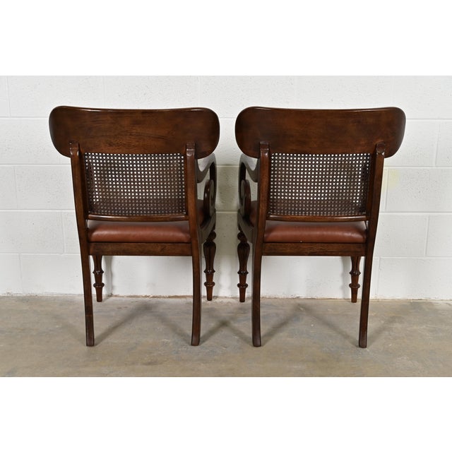 Ralph Lauren for Henredon English Regency Walnut and Cane Armchairs, Pair For Sale - Image 11 of 14