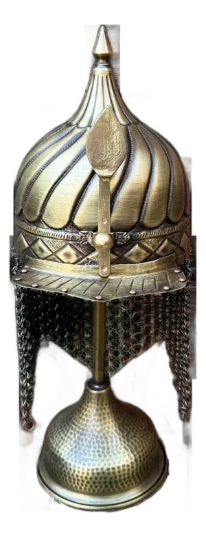 Fluted Brass Tabletop Ottoman Helmet