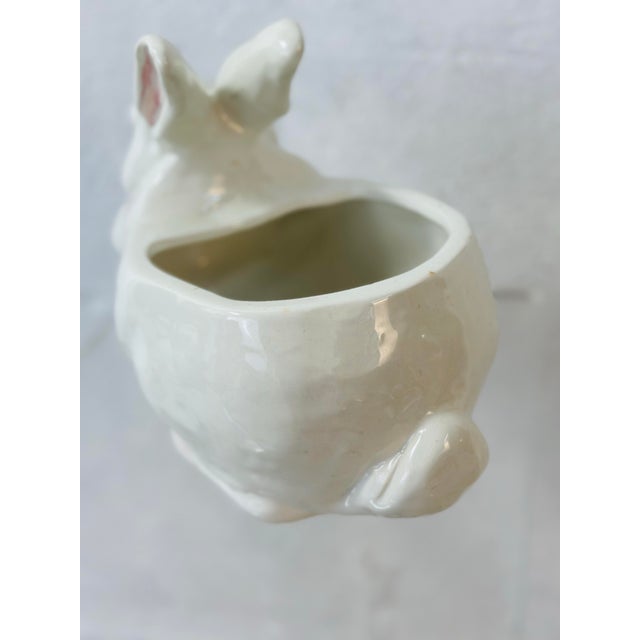 Shabby Chic Vintage Ceramic Bunny Planter For Sale - Image 3 of 9
