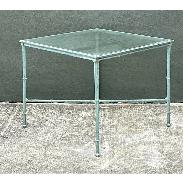 Vintage Cast Aluminum Outdoor Side Table After Brown Jordan For Sale - Image 10 of 12