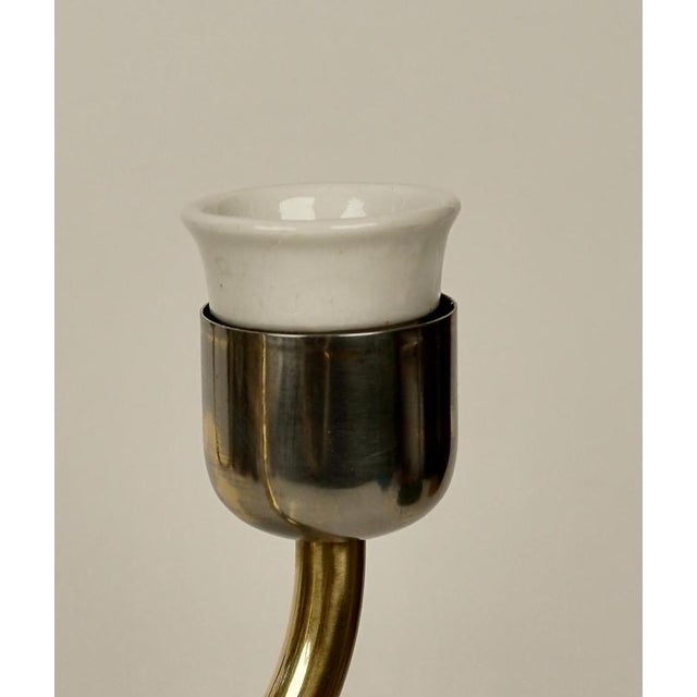 Six-Arm Chandelier in Brass with Silk Shades by Josef Frank for Oswald Haerdtl, 1935 For Sale - Image 11 of 16