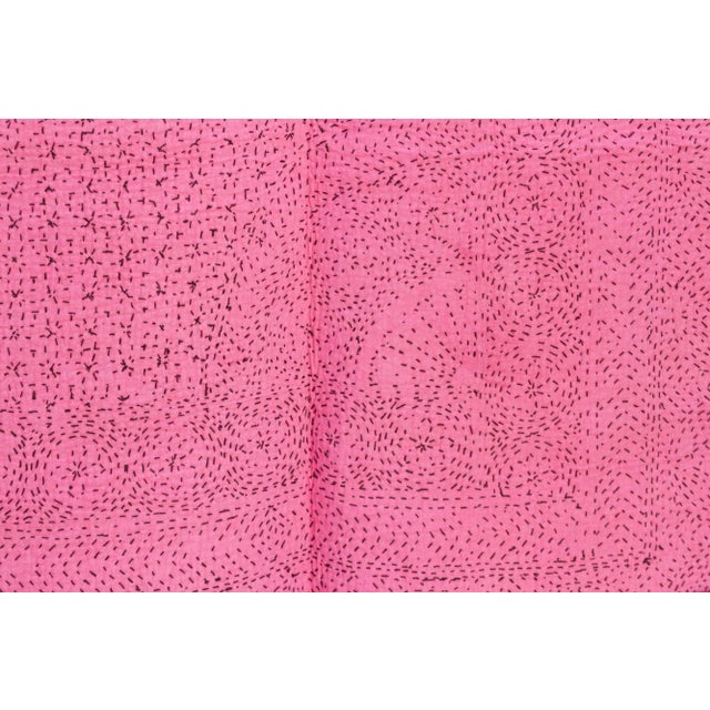 1990s French Rose Handstitched Filanan Gudari Bedcover For Sale - Image 5 of 7