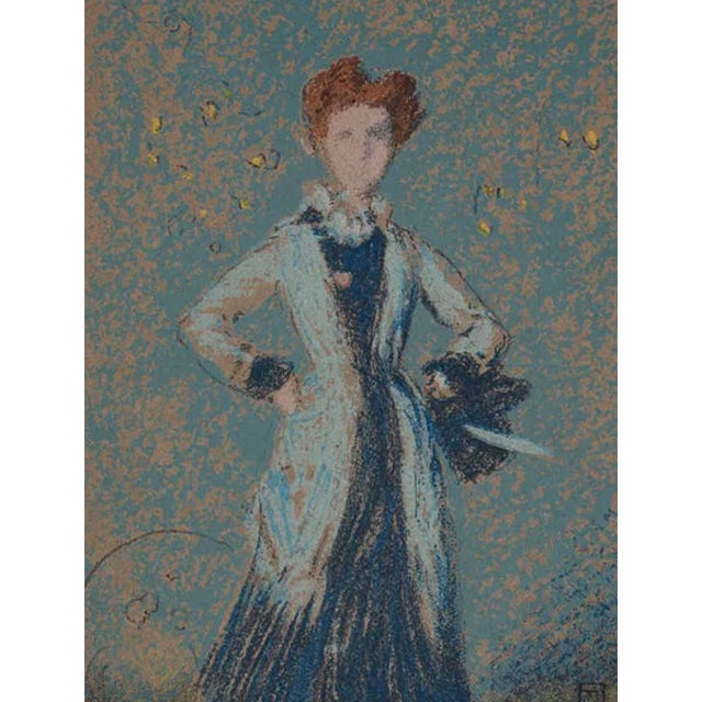 James M Whistler (1834-1903) Circa 1905 color lithograph of "The Blue Girl." Marked "The Studio" in the plate. Mount: 11 x...