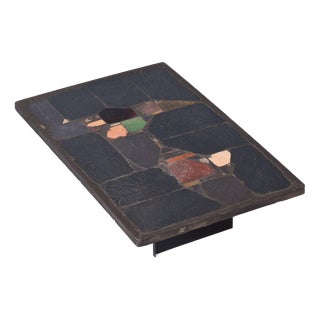Rectangular Ceramic and Brass Slate Coffee Table by Paul Kingma, 1970s For Sale