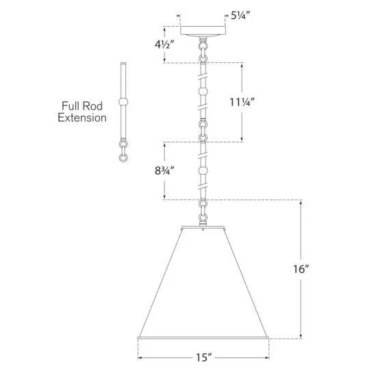 Visual Comfort Thomas O'Brien for Visual Comfort Signature Goodman Small Hanging Light in Antique Nickel with Antique Nickel Shade For Sale - Image 4 of 4