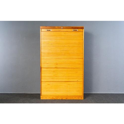 Item: Roller shutter cabinet Era & style: Mid-century Features - Simple and practical piece of furniture with an...